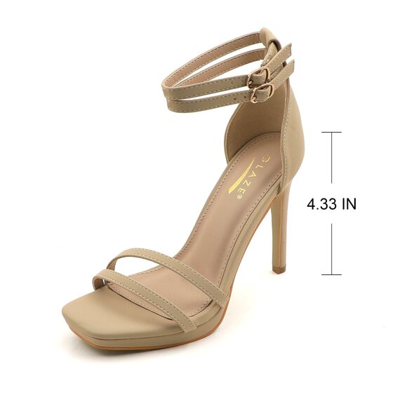 Women's Double Ankle Strap High Heel Sandals Stiletto Platform Dress Shoes - Picture 5 of 6